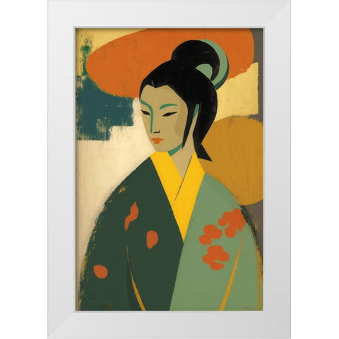 Geisha White Modern Wood Framed Art Print by Treechild