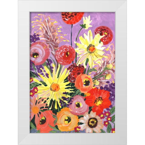 Sunny asters and anemones White Modern Wood Framed Art Print by Zwara, Ania