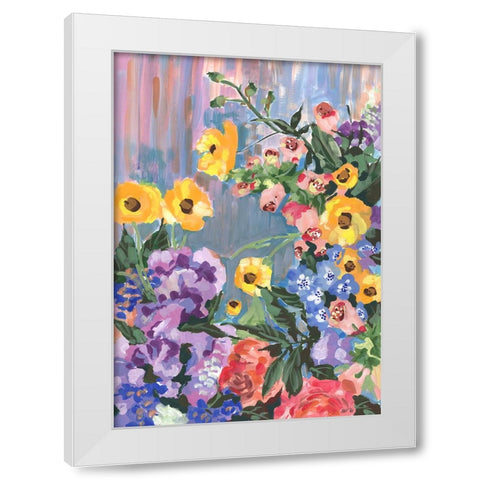 Retro Floral Bouquet White Modern Wood Framed Art Print by Zwara, Ania