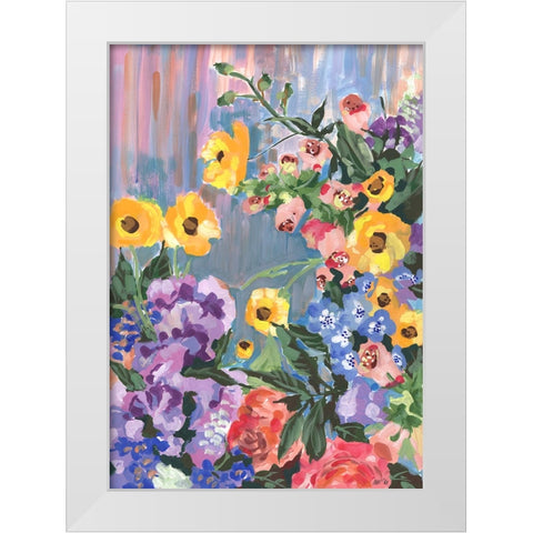 Retro Floral Bouquet White Modern Wood Framed Art Print by Zwara, Ania