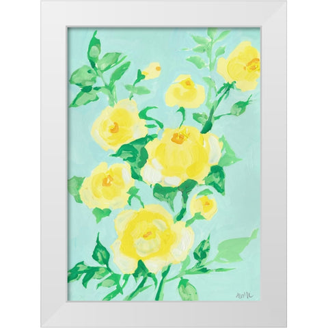 Lemon Roses White Modern Wood Framed Art Print by Zwara, Ania