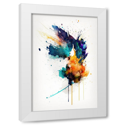 Flight of Colors White Modern Wood Framed Art Print by Mauro