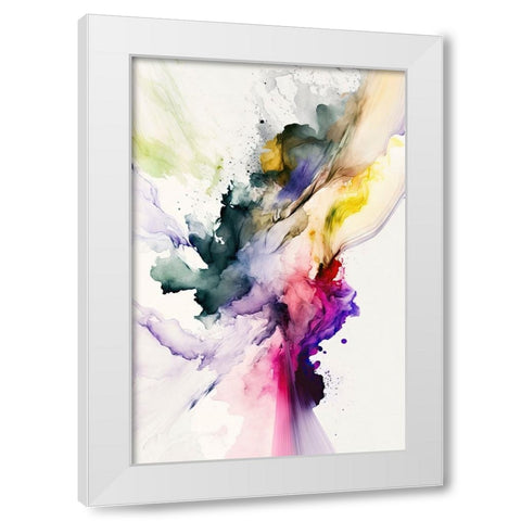 Dancing Colors White Modern Wood Framed Art Print by Mauro