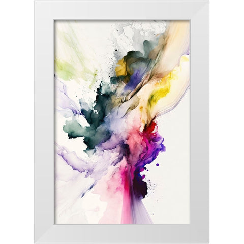 Dancing Colors White Modern Wood Framed Art Print by Mauro