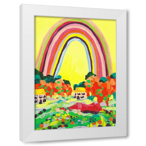Countryside Rainbow Yellow White Modern Wood Framed Art Print by Zwara, Ania