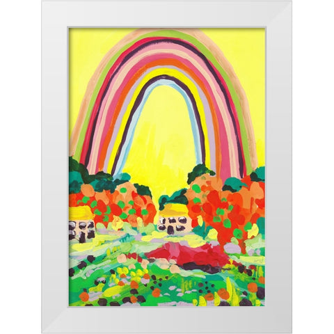 Countryside Rainbow Yellow White Modern Wood Framed Art Print by Zwara, Ania