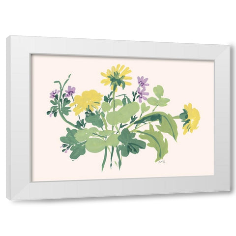 Green Meadow Bouquet White Modern Wood Framed Art Print by Zwara, Ania