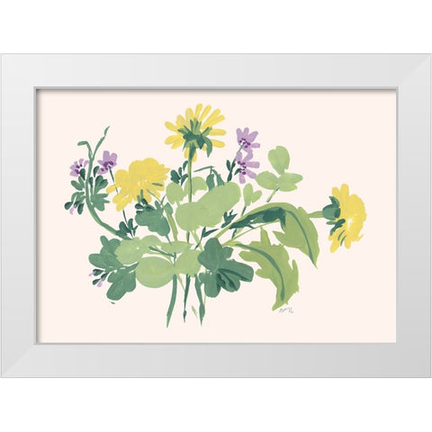 Green Meadow Bouquet White Modern Wood Framed Art Print by Zwara, Ania