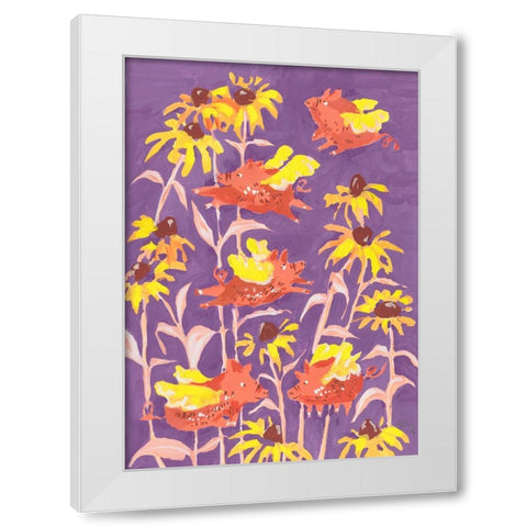 Flying Piglets White Modern Wood Framed Art Print by Zwara, Ania
