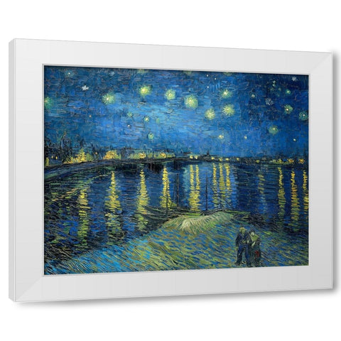 The Starry Night Over The Rhone White Modern Wood Framed Art Print by Pictufy