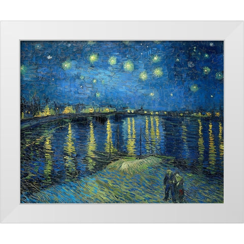 The Starry Night Over The Rhone White Modern Wood Framed Art Print by Pictufy