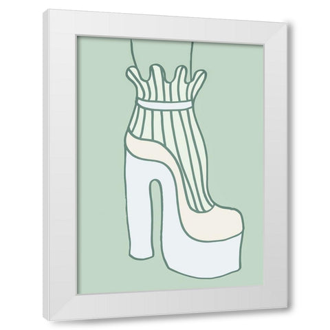 Shoe Green White Modern Wood Framed Art Print by Pictufy Studio