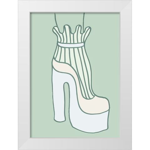 Shoe Green White Modern Wood Framed Art Print by Pictufy Studio