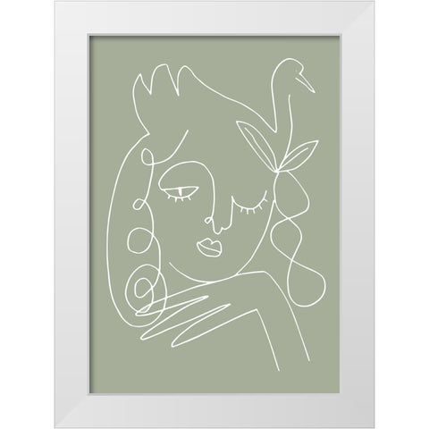 Woman Green White Modern Wood Framed Art Print by Pictufy Studio II