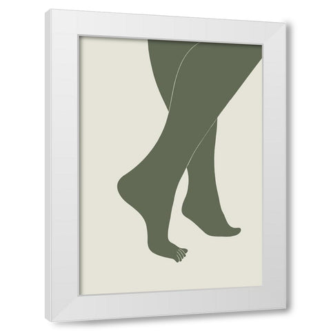 Tip Toe Green White Modern Wood Framed Art Print by Pictufy Studio II