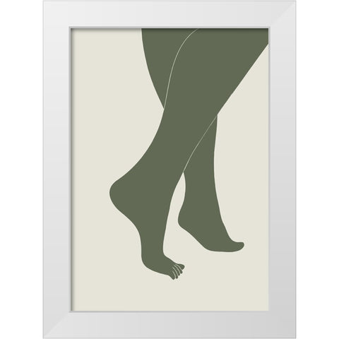 Tip Toe Green White Modern Wood Framed Art Print by Pictufy Studio II