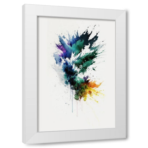 Colorful Splash White Modern Wood Framed Art Print by Mauro