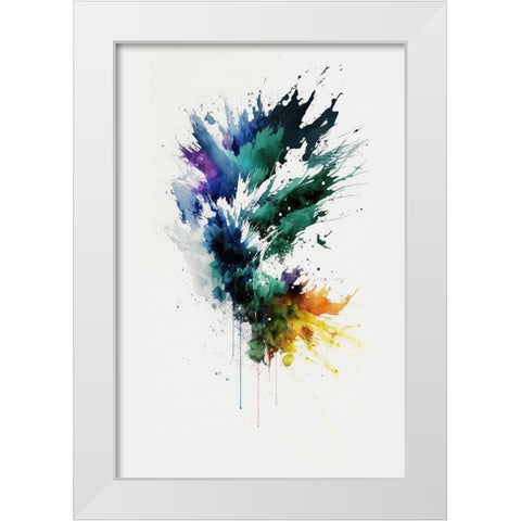 Colorful Splash White Modern Wood Framed Art Print by Mauro