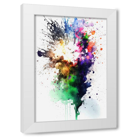 Celestial fireworks White Modern Wood Framed Art Print by Mauro