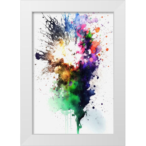 Celestial fireworks White Modern Wood Framed Art Print by Mauro