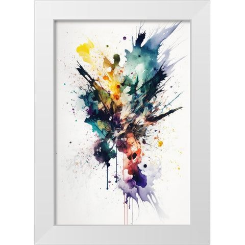 Color Explosion White Modern Wood Framed Art Print by Mauro