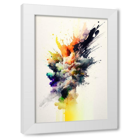 Colorful Explosion White Modern Wood Framed Art Print by Mauro