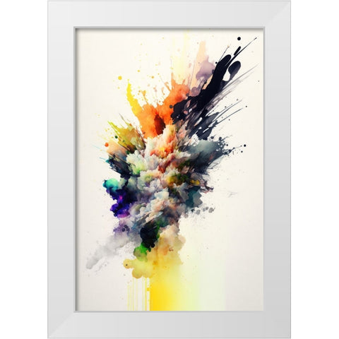 Colorful Explosion White Modern Wood Framed Art Print by Mauro