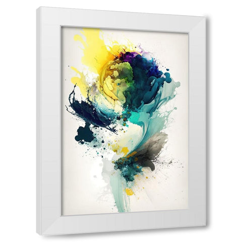 Green Vortex White Modern Wood Framed Art Print by Mauro