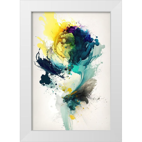Green Vortex White Modern Wood Framed Art Print by Mauro