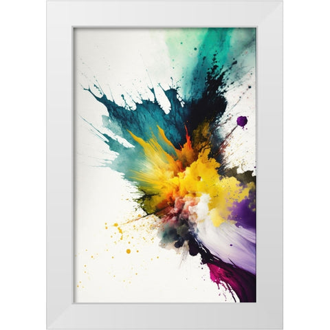 Chromatic Chaos White Modern Wood Framed Art Print by Mauro