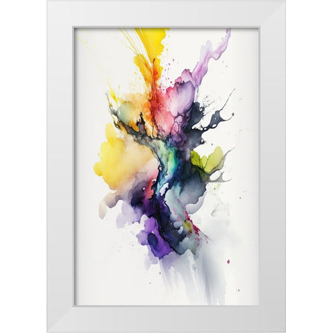 Chromatic Burst White Modern Wood Framed Art Print by Mauro