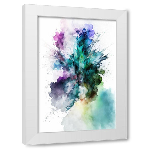 Green Smoke Splash White Modern Wood Framed Art Print by Mauro