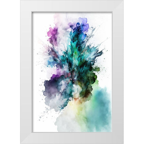 Green Smoke Splash White Modern Wood Framed Art Print by Mauro