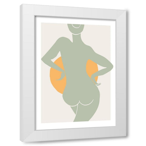Green Woman White Modern Wood Framed Art Print by Pictufy Studio II