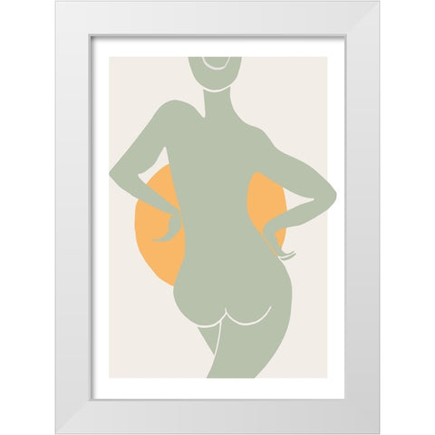 Green Woman White Modern Wood Framed Art Print by Pictufy Studio II
