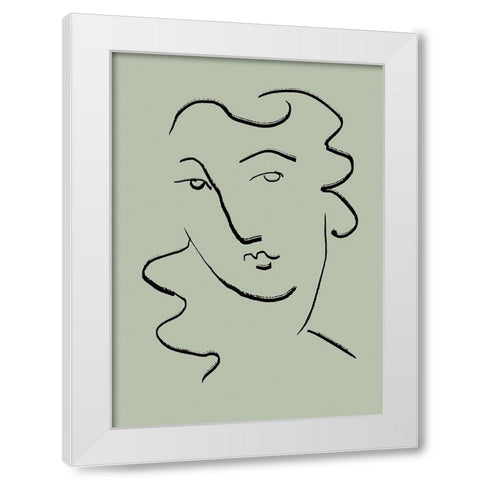 Looking Green White Modern Wood Framed Art Print by Pictufy Studio II