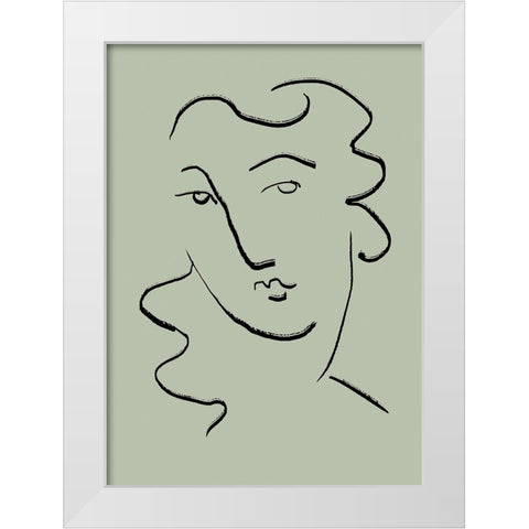 Looking Green White Modern Wood Framed Art Print by Pictufy Studio II