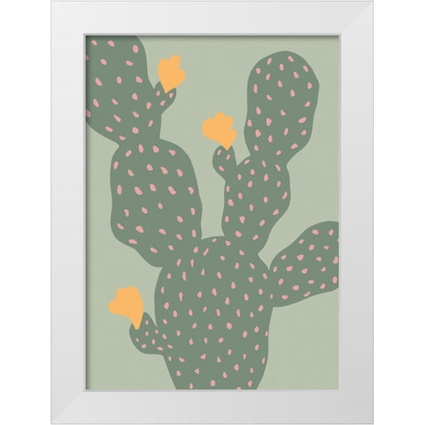 Cactus Green White Modern Wood Framed Art Print by Pictufy Studio