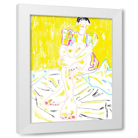 The Girl In The Yellow Dress White Modern Wood Framed Art Print by Gulina, Francesco