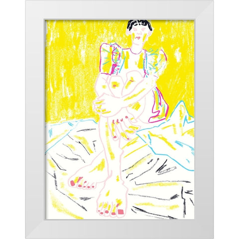The Girl In The Yellow Dress White Modern Wood Framed Art Print by Gulina, Francesco