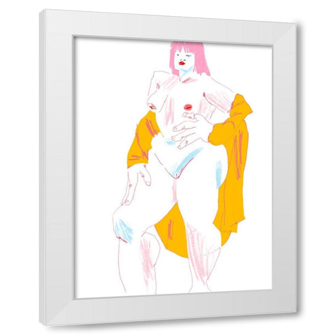 White And Yellow Nude White Modern Wood Framed Art Print by Gulina, Francesco