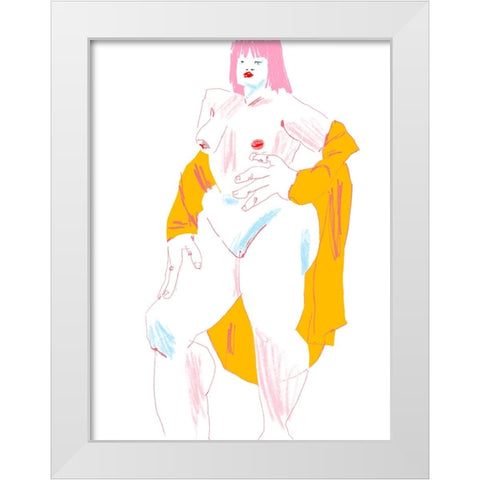 White And Yellow Nude White Modern Wood Framed Art Print by Gulina, Francesco