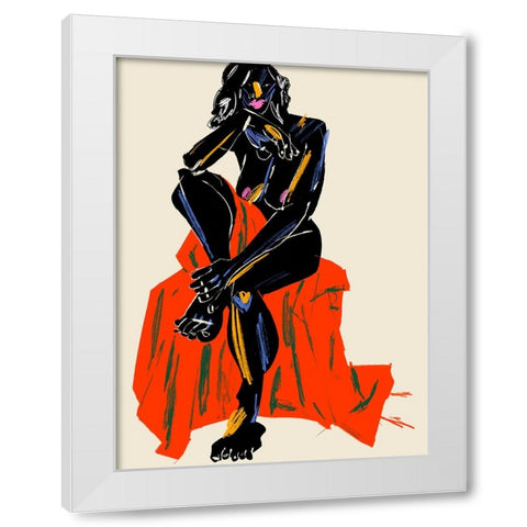 Woman Resting Her Chin On Her Hand Dark White Modern Wood Framed Art Print by Gulina, Francesco