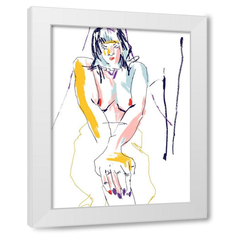 Woman With Crossed Hands White Modern Wood Framed Art Print by Gulina, Francesco