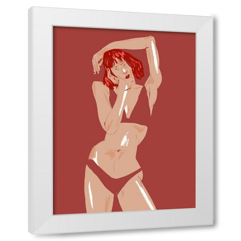 Young Girl In Underwear White Modern Wood Framed Art Print by Gulina, Francesco