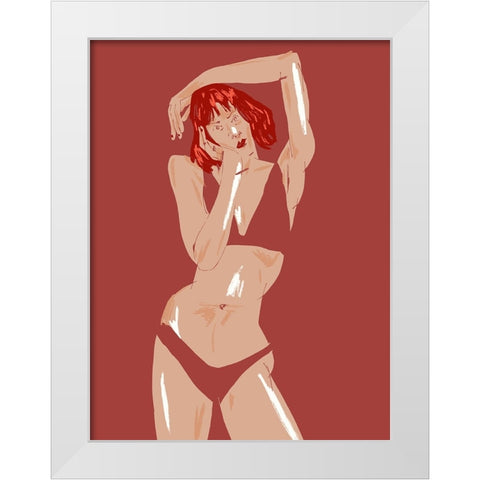 Young Girl In Underwear White Modern Wood Framed Art Print by Gulina, Francesco