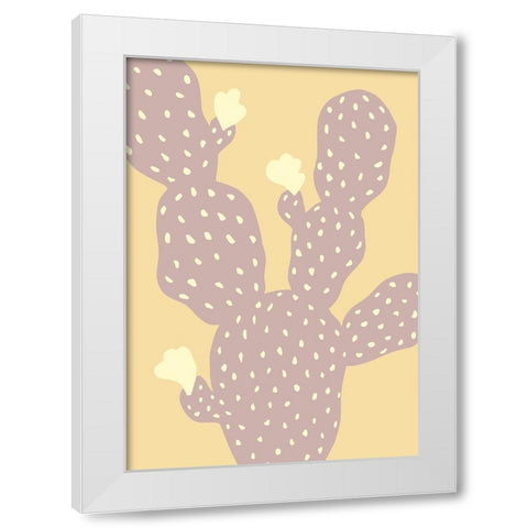Cactus Yellow White Modern Wood Framed Art Print by Pictufy Studio
