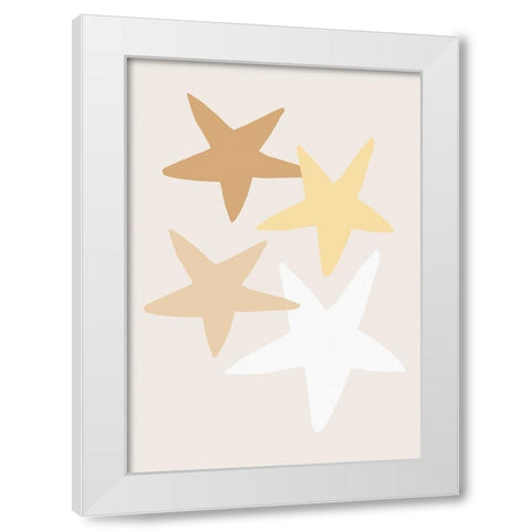 Stars Yellow White Modern Wood Framed Art Print by Pictufy Studio