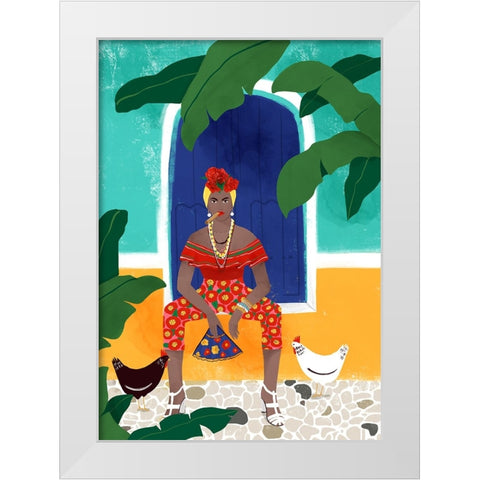 Femm au cigare White Modern Wood Framed Art Print by Tomljanovic, Maja