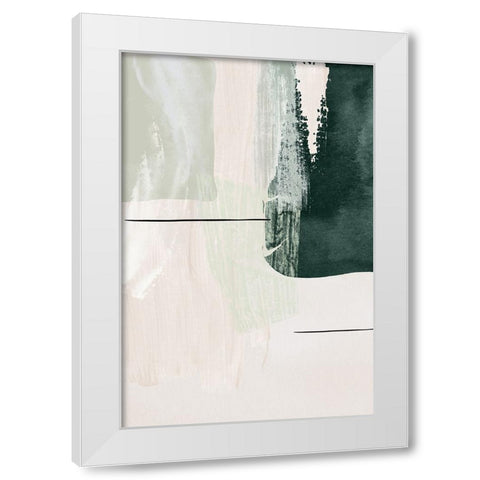 Abstract Shapes in Green-2 White Modern Wood Framed Art Print by Moss, Sally Ann
